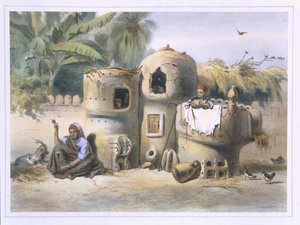 上部エジプトの農民の住居、「ナイル川の谷」のイラスト、ユージーンルルー（1807-63）パブによって刻まれました。 Lemercier、1848 作： Emile Prisse d